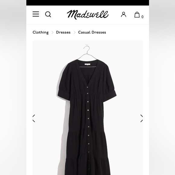 Madewell Lightspun Button-Front Tiered Midi Dress - Picture 1 of 8